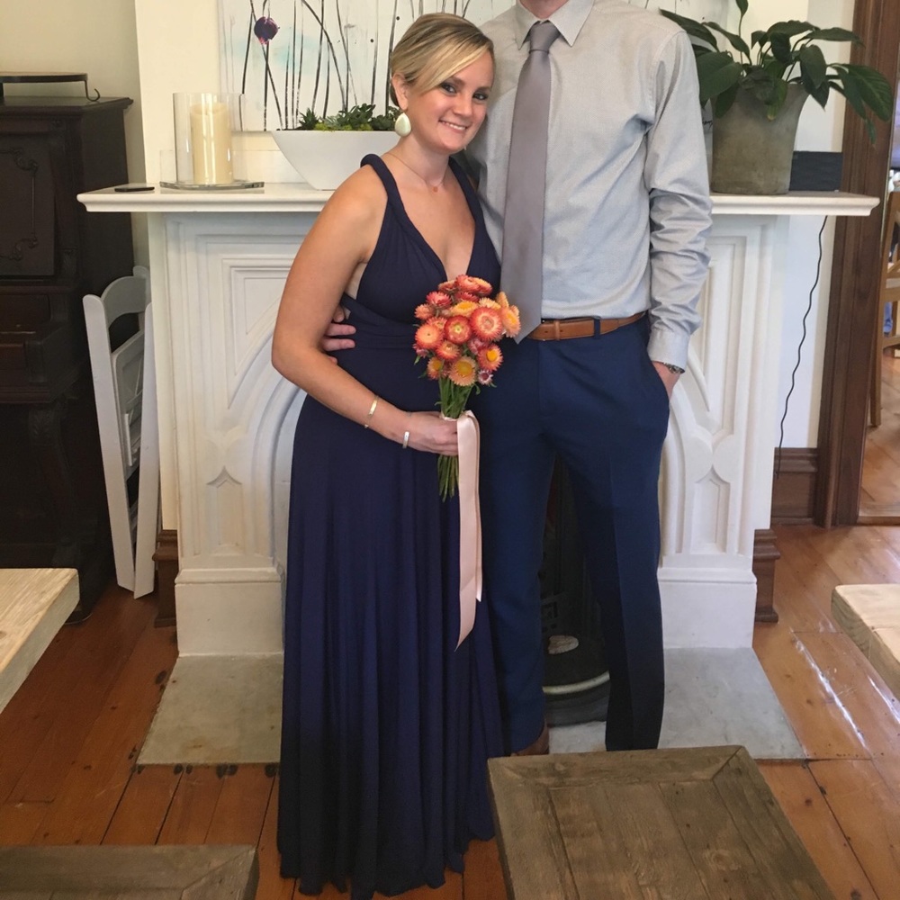Navy 7 ways wrap dress from Lulus